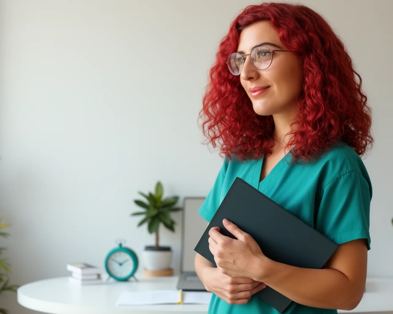 Independent nurse at the end of her working day